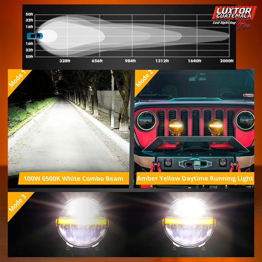 Auxbeam® C4 Redondas 4” con DRL